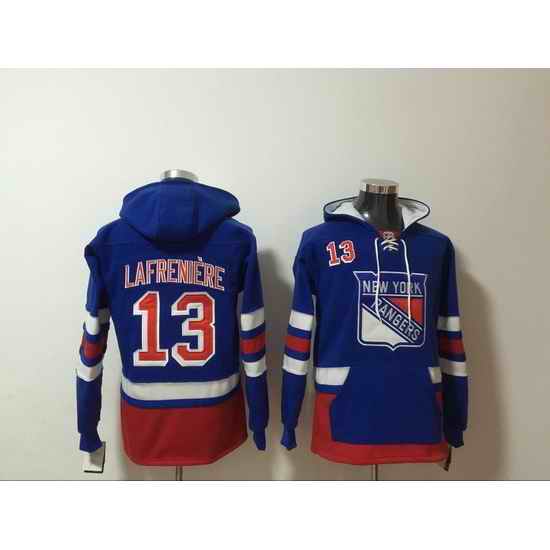Men New York Rangers Alexis Lafreni��re 13 Blue Stitched NHL Hoodie II